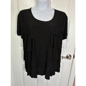 Avenue 22/24 black short sleeve ruffle top